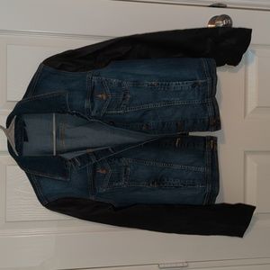 A.n.a. Denim Faux Leather Sleeves Denim Jacket Size XL